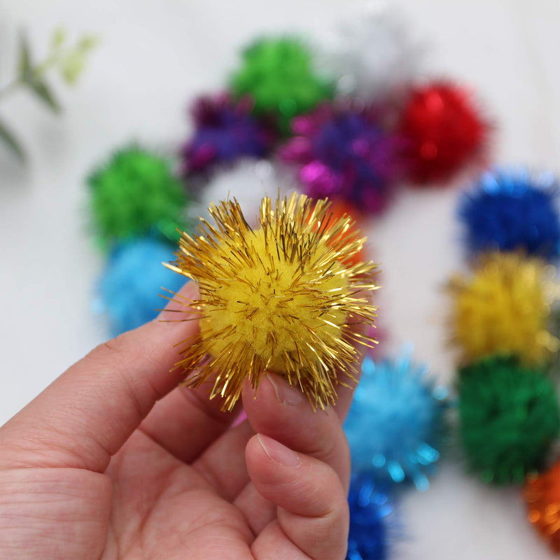 [Australia] - Assorted Color Sparkle Balls for Cats,My Cat's All Time Favorite Toy,1.5 Inches Large Pom Pom Cat Toy,20 Pack 