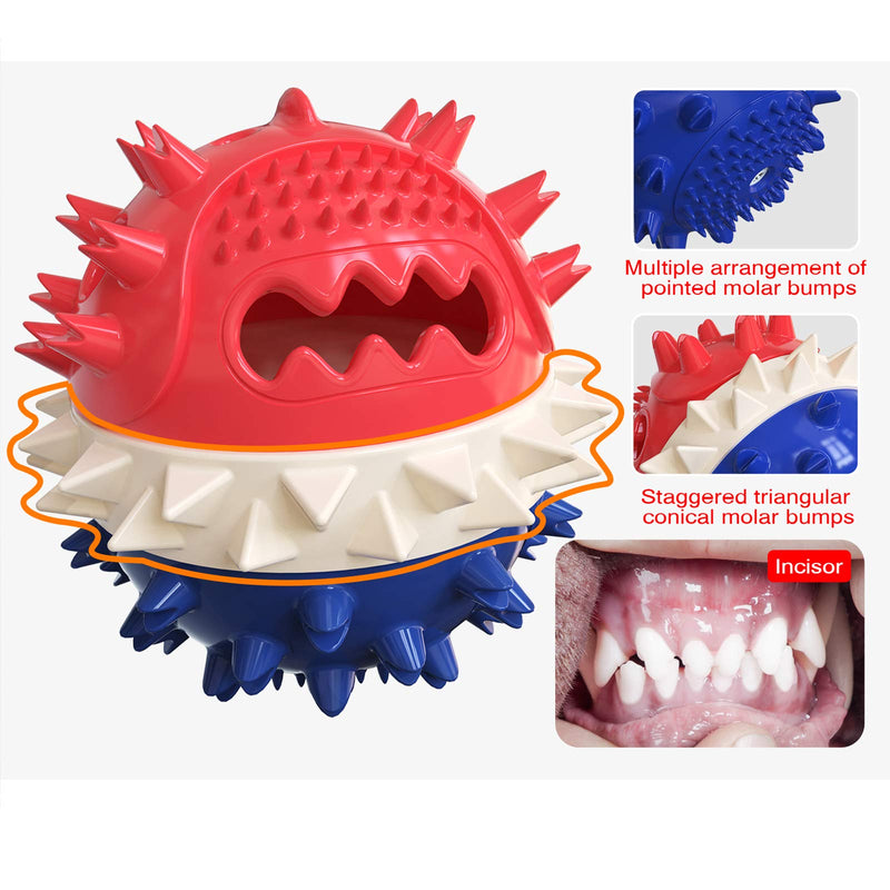 Kissbaby Dog Chews Toys for Aggressive Chewers Squeaky Dog Toy Balls Indestructible Toothbrush Large Breed Dog Treat Ball for Big Medium Small Puppy Dog Chew Toy Red - PawsPlanet Australia