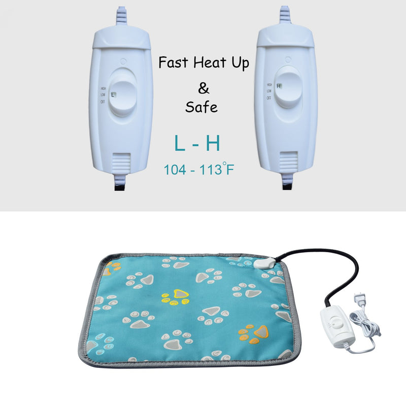 [Australia] - EACHON Heating Pad for Dogs Cats Electric Heated Pet Beds Warming Pet Mats Adjustable Safety Waterproof Chew Resistant Steel Cord wifh Free pet Comb (S Gray) (Blue paw) 