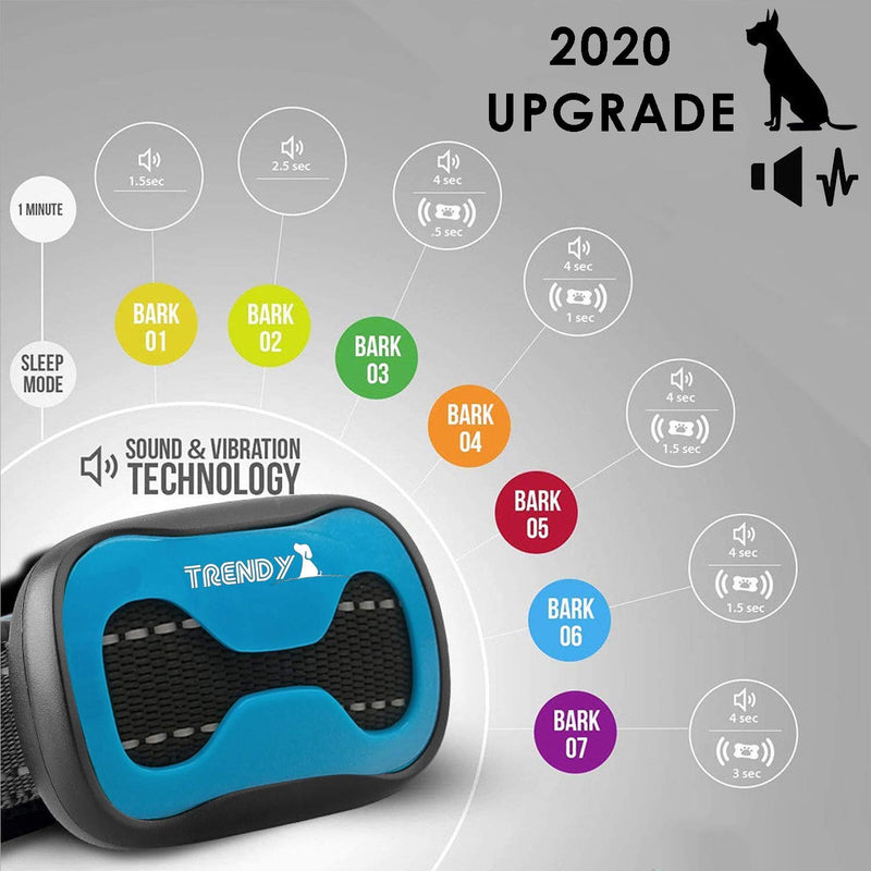 [Australia] - Trendy Together Anti Bark Dog Collar Humane Collar with Different Modes - No Bark Device for Small, Medium and Large Dogs - Harmless Training Collar New Model 2020 With Vibration & Sound 