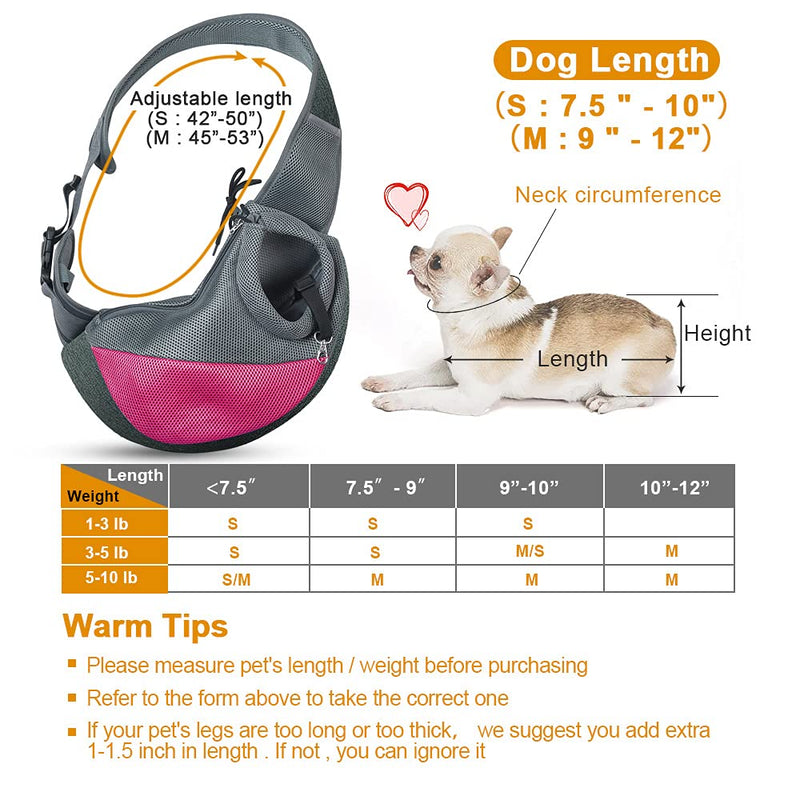 AOFOOK Dog Sling Carrier, Adjustable Puppy Sling Carrier, Pet Carrier Dog Purse Dog Backpack Carrier Dog Carrying Bag Small Animal Carriers Cat Sling Carrier Dog Pouch Holder Carry Bag Packs Bjorn for Small Dogs Pink-Mesh S - Up to 5 lbs - PawsPlanet Australia