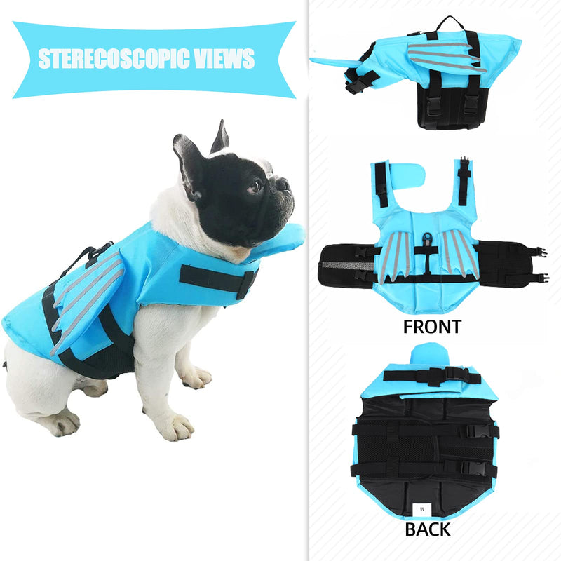 Hjyokuso Dog Life Jacket with Wings, Adjustable Reflective Pet Life Vests for Swimming with High Buoyancy & Rescue Handle, Safety Pet Lifesaver Flotation Suit for Small Medium Large Dogs (Blue,L) Large(Chest: 24.4-26.8) Blue - PawsPlanet Australia