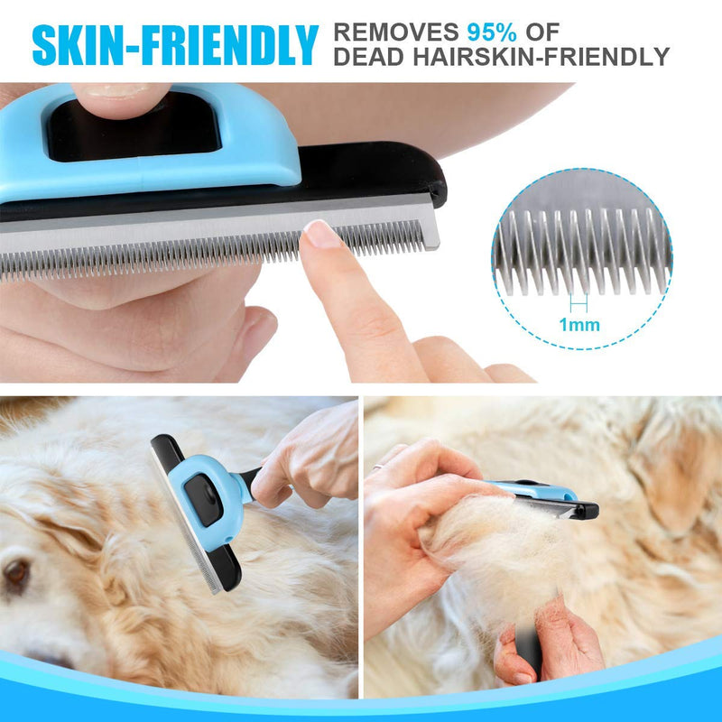 [Australia] - Pet Grooming Brush Effectively Reduces Shedding by up to 95% Professional Deshedding Tool for Dogs and Cats Blue 