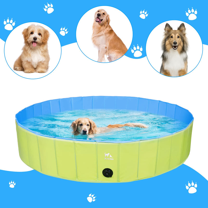 Zacro Foldable Dog Pool, Hard Plastic Dog Pool for Large Dogs Pet Paddling Bath Kids Pool Bathing Tub Swimming Pool for Dogs and Kids, 63inch x 11.8inch XXL(160x30cm) - PawsPlanet Australia