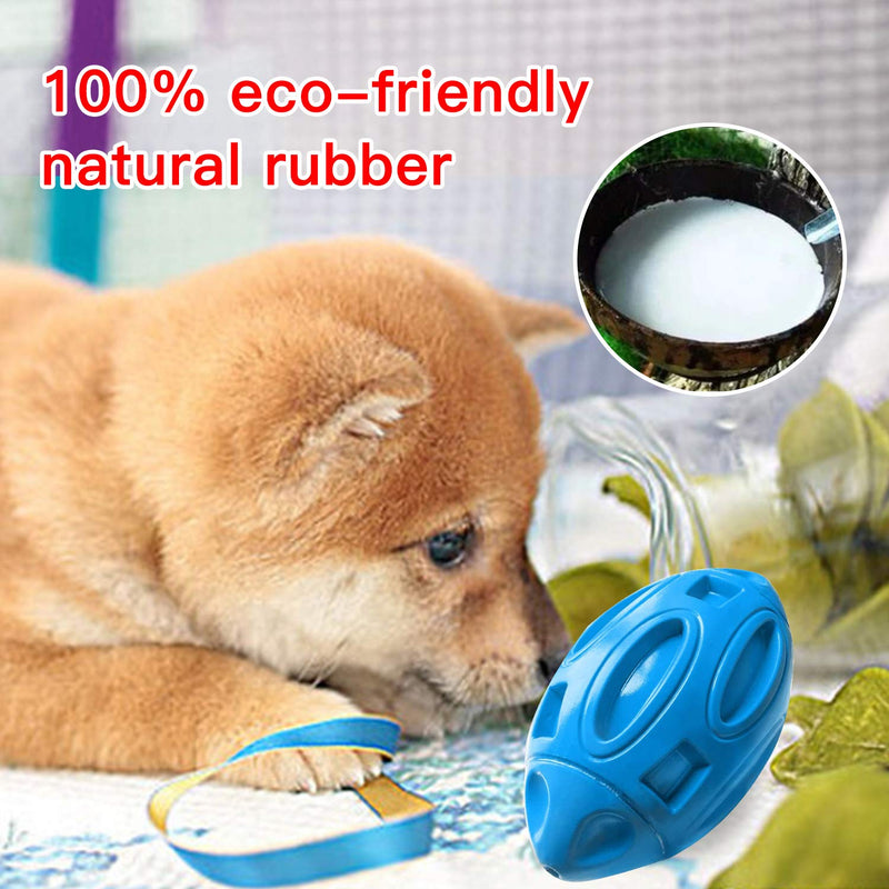 [Australia] - vnice Squeaky Dog Toys for Aggressive Chewers,Elasticity Natural Rubber Football,Puppy Toothbrush,Durable Interactive Pet Toy Ball for Small Medium and Large Breed blue 