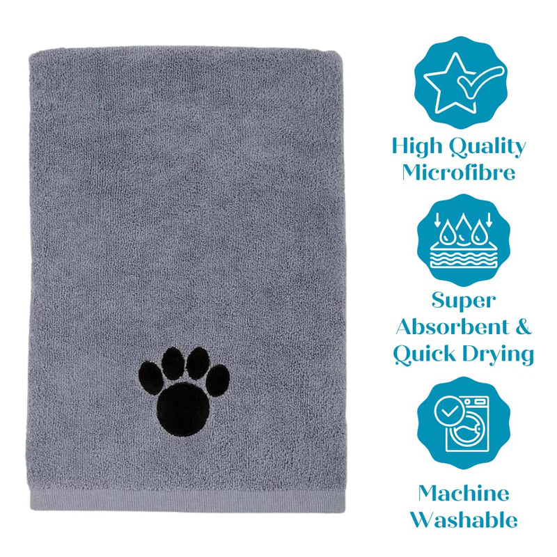 EVERBUY Pet Towels Microfibre Pet Towels Soft and Absorbent Dog Towels 100cm x 60cm (Pack of 2, Pink & Grey) Pack of 2 - PawsPlanet Australia