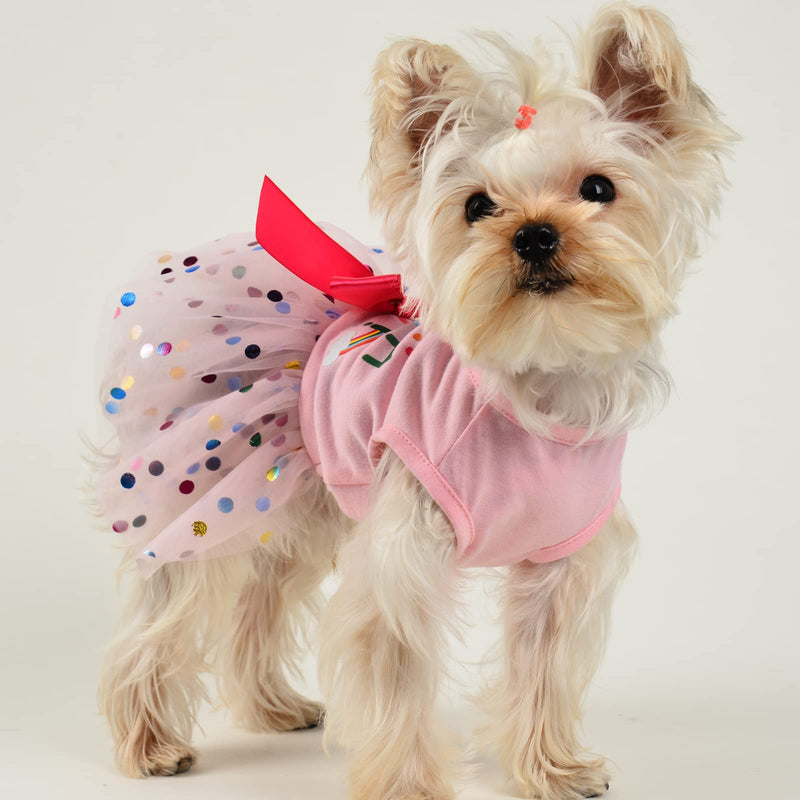 Dog Birthday Dresses, Summer Spring Girl Dog Clothes for Small Dogs, Pink Puppy Dress, Chihuahua Yorkie Dress Costume, Pet Clothing Dog Clothes Outfit Cat Apparel (Birthday, Medium) - PawsPlanet Australia