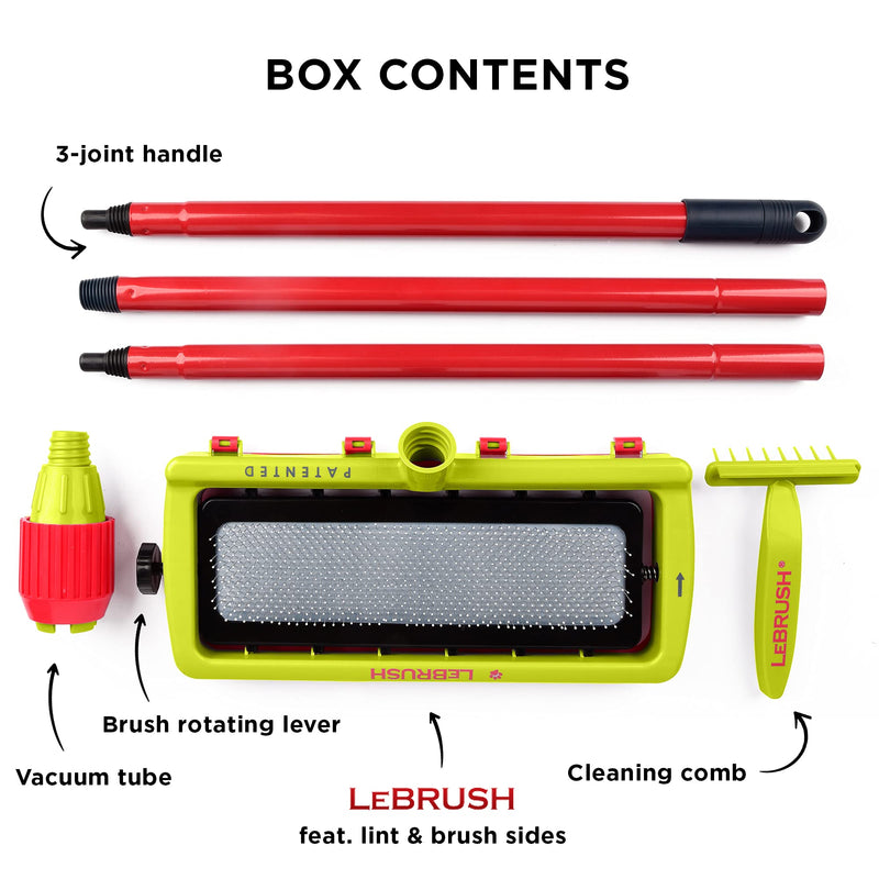 LeBRUSH 2.0 - Pet Hair Remover for Carpets for Short/Long Dog, Cat Hair | Pet Carpet Cleaner, Pet Hair Rake, Couch Fur Remover | Short/Long Handle Green - PawsPlanet Australia