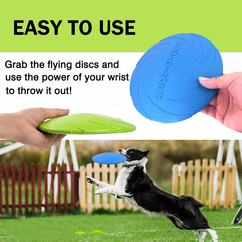 Dog Flying Disc, 2 Pack Dog Flyer Dog Toy, Dog Soft Rubber Interactive Flying Disc Dog Toy for Small Large Dogs - Floats in Water & Safe on Teeth, 7.2 inch, Blue & Green. - PawsPlanet Australia