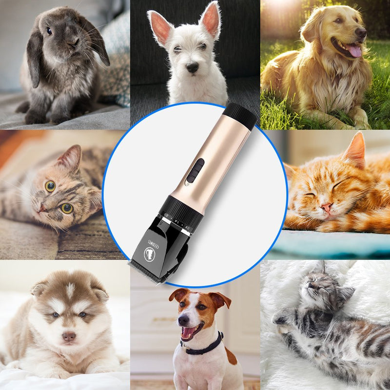 [Australia] - Ceenwes Pet Clippers (Upgrade Version) Low Noise Professional Dog Clippers Rechargeable Cordless Pet Clipper Trimmers Pet Hair Grooming Kit with Slicker Brush for Cats Dogs and Other Animals 