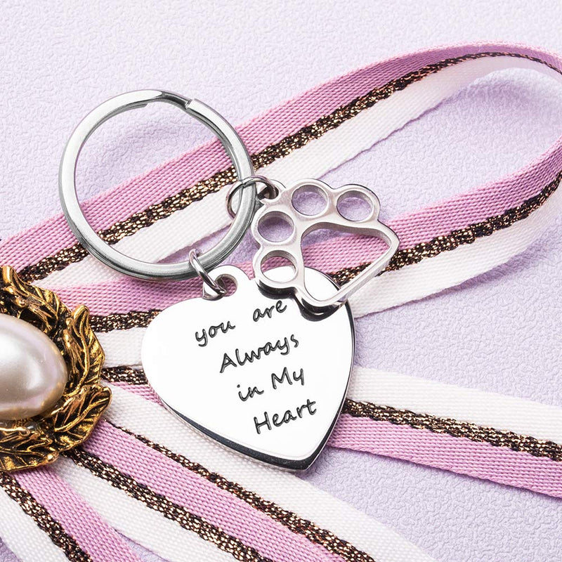 [Australia] - Pet Dog Memorial Gift Keychain for Remembrance Loss of Cats You are Always in My Heart Sympathy Gift  Owner Puppy DIY Engraved Key Ring Jewelry 