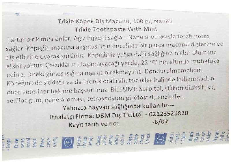 Trixie Mint Toothpaste for Dog, 100 g 1 White - PawsPlanet Australia