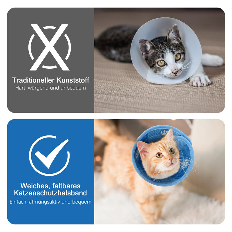 Lollanda Adjustable Cat Neck Brace, Foldable Soft Protective Collar Cat Elizabethan Collar, Recovery Collar for Cats Pets After Surgery and Injuries (M) M (Neck: 21.5 - 30.5 cm) - PawsPlanet Australia