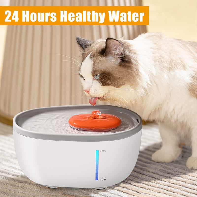 OurMiao Cat Water Fountain, 68oz/2L Cat Fountain Water Bowl with LED Light, Automatic Pet Water Fountain for Cats Inside, OCA011 - PawsPlanet Australia