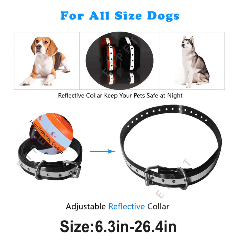 [Australia] - ETPET Dog Reflective Collar Belt for Most of Electronic Training Shock Collar Receivers-Adjustable Durable Waterproof Strap Replacement for Barking Collar Fence-Pet Reflect Light TPU Collar Strap … 1 Pack Black Reflective 