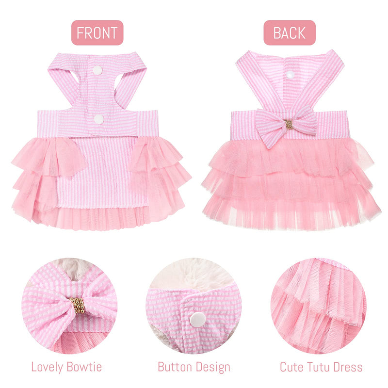 3 Pieces Dog Princess Dresses Puppy Bow Knot Dress Pet Tutu Dresses Striped Mesh Puppy Dog Princess Summer Dresses for Small Medium Cat Puppy Dog (X-Large) X-Large - PawsPlanet Australia