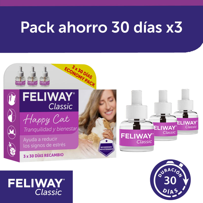 FELIWAY Classic value pack for cats | 3x refill bottle | Pheromones to reduce stress behavior | continuous relaxation for your cat | 3x 48ml single - PawsPlanet Australia