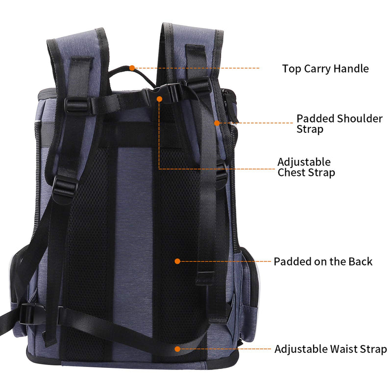 morpilot Dog Backpack Carrier, Foldable Cat Backpack Carrier for Small Cats and Dogs, Ventilated Design Pet Travel Carrier Backpack with Inner Safety Strap, Cat Carrying Bag for Travel Hiking Camping Blue - PawsPlanet Australia