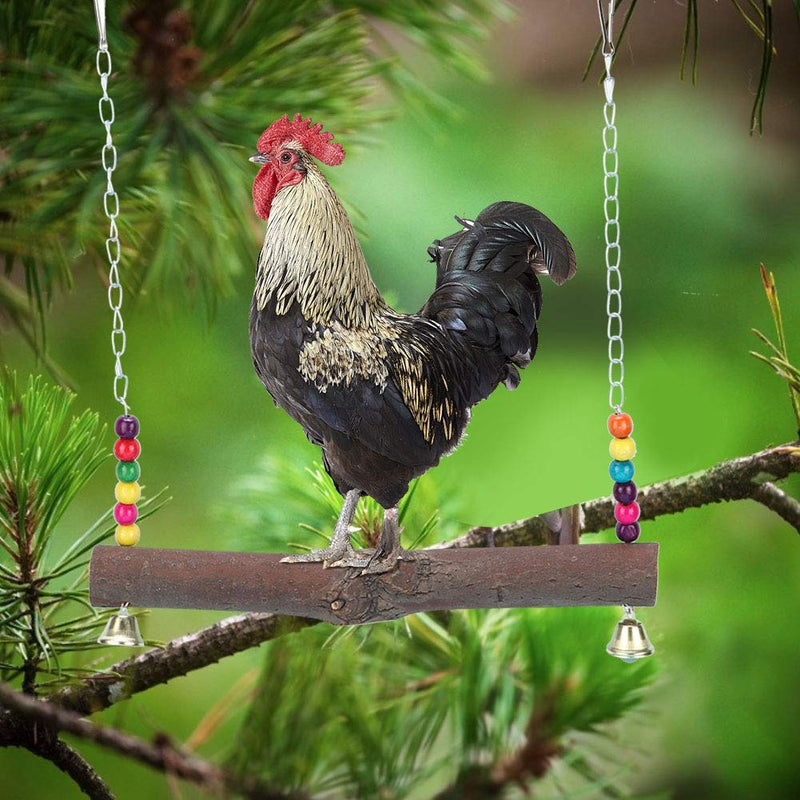 Chicken Swing, Chicken Hanging Swings Toys Wood Block Biting Toys Chicken Swing with Bell for Medium and Large Parrots Cockatoo, African Grey, Macaws(#1) #1 - PawsPlanet Australia