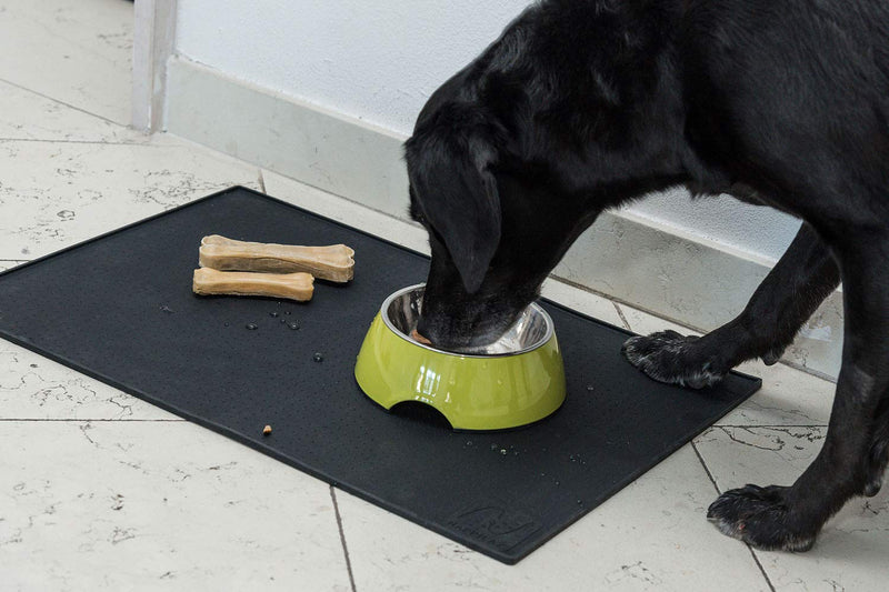 Happilax Silicone Feeding Mat for Dog, Puppy and Cat Food or Water Bowl, Black, Large 60 x 40 cm - PawsPlanet Australia