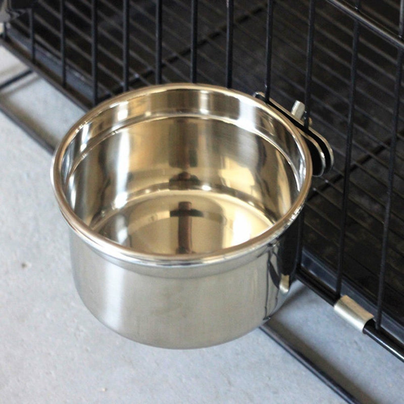 [Australia] - Hypeety Pet Bird Food Feeding and Drinking Hanging Cup Clamp Holder Stainless Steel Hanging Bowl for Parrot Macaw African Greys Budgies Parakeet Cockatiels Conure Lovebirds Finch Pigeon Cage 