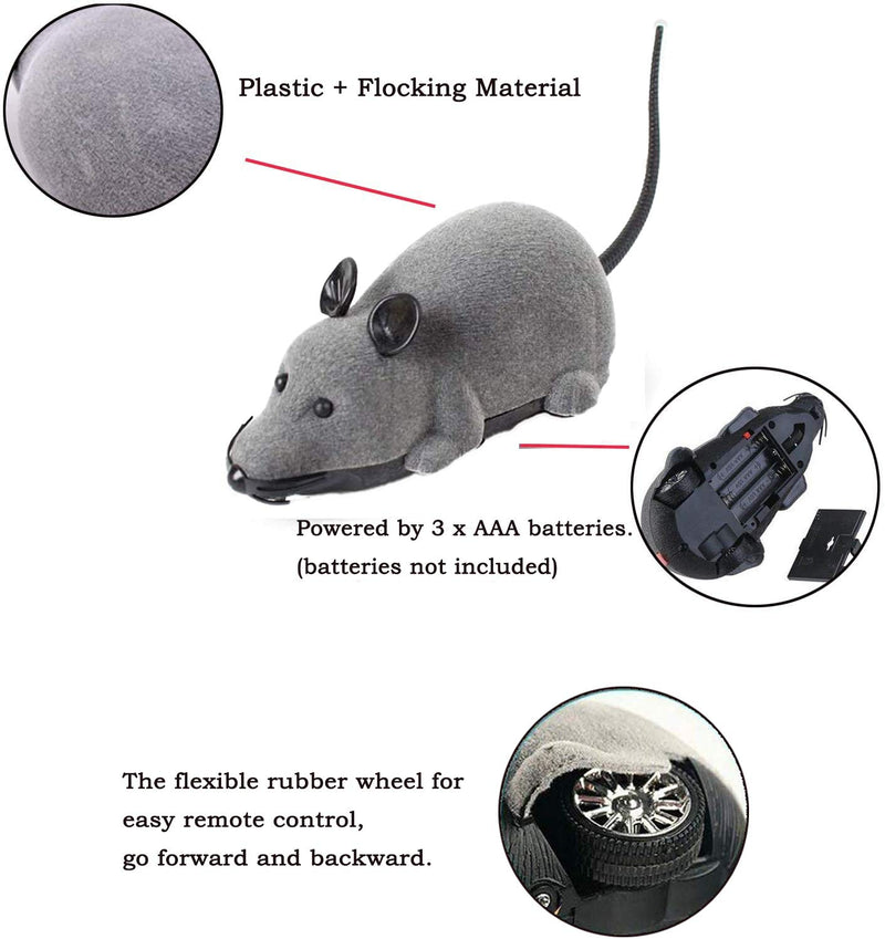 DesignerBox Remote Control Mouse Toy, Wireless Control Realistic Rat Scary RC Mice Toy For Cat Kitten Dog Pet Novelty Gift Trick Bugs, Kids Children Halloween Christmas Birthday Present (grey) grey - PawsPlanet Australia