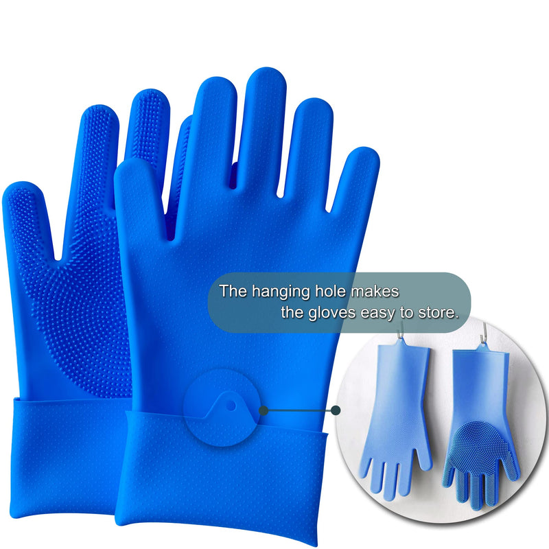 Pet Dog Bath Gloves, Grooming Brush and Hair Removal for Cat Horse (Blue) Blue - PawsPlanet Australia