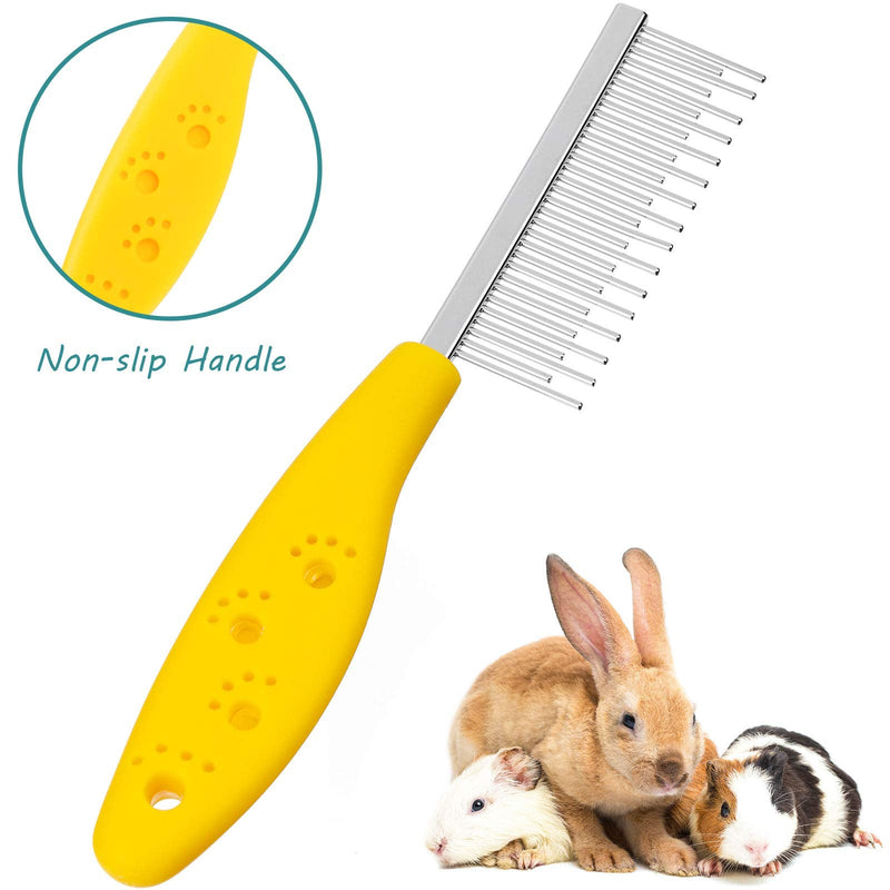 2 Pieces Pet Hair Buster Comb Small Pet Grooming Comb Stainless Steel Long and Short Teeth Comb for Small Animals Rabbits Hamsters Guinea Pigs, Red and Yellow - PawsPlanet Australia