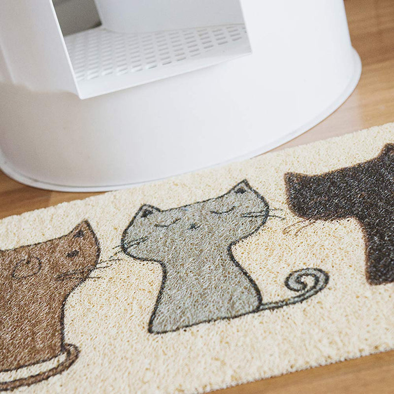 Cat Litter Mat,Super Cute Cat Feeding Placemat for Puppy Pet Food Catching,Water-Resistant,Durable and Easy to Clean. creamy white - PawsPlanet Australia