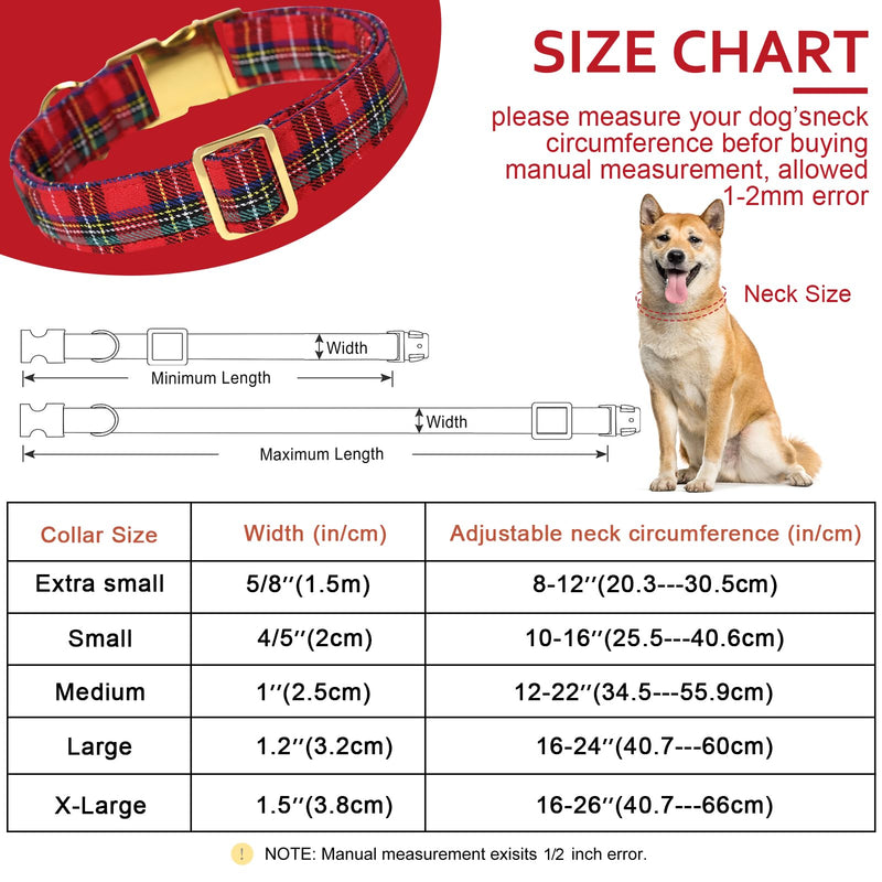 Unique style paws Dog Collar Pet Gift Adjustable Soft and Comfortable Checked Collars for Small Medium Large Dogs M ScottishRed - PawsPlanet Australia