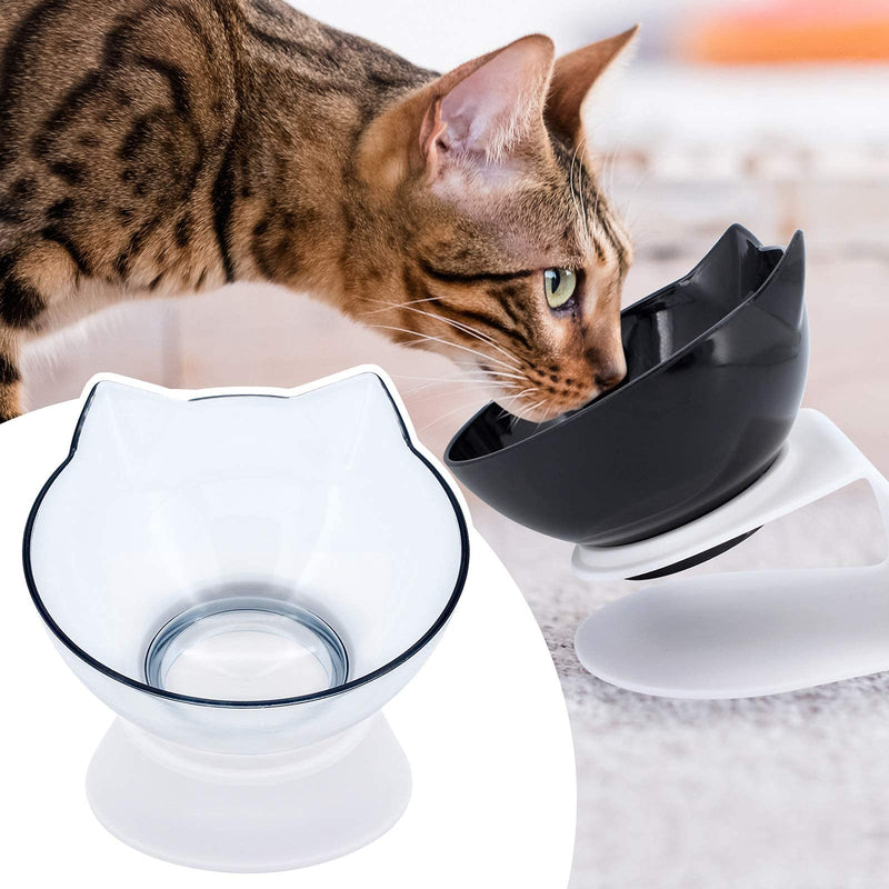 ShawFly 15°Tilted Platform Cat Bowls with Stand, Cat Feeding Bowl with Food Scoop, transparent single and double bowl plastic, Food Bowl for Cats and Little Dogs (Transparent 1pc) Transparent 1pc - PawsPlanet Australia