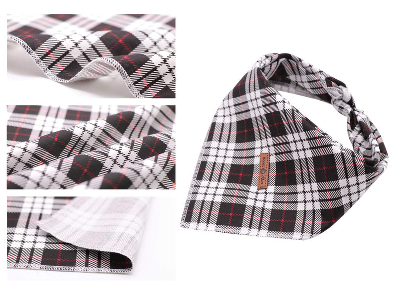 Lionet Paws Dog Bandana Washable Cotton Handkerchief Scarf Triangle Bandana for Small Medium Large Dogs Black Grid - PawsPlanet Australia