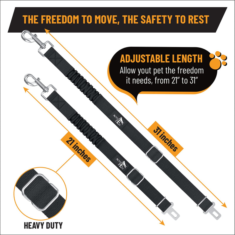 Active Pets Dog Seatbelt, Adjustable Safety Dog Seat Car Harness, Dog Seat Belt for Pets - Durable Dog Seatbelts for Cars - Dog Car Seat Belt for Dogs, Dog seat Belts for Large Dogs, Medium, & Small 1 Pack Black - PawsPlanet Australia
