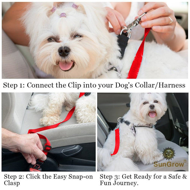 [Australia] - 2 Dog and Cat Car Seat Belts, Prevent Stress from Traveling in Crate/Kennel, Allow Breathing Fresh air, No Risk of Pets Jumping Out of The car Accidentally, Adjustable & Supports All Cars 