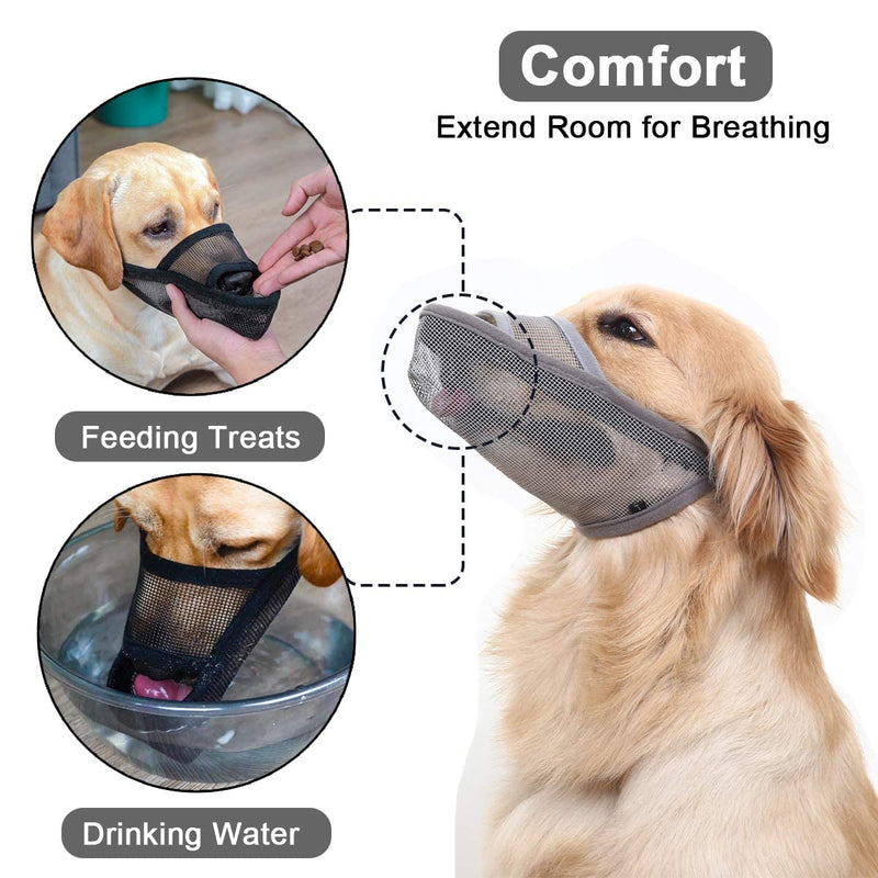 Nylon Dog Muzzle for Small Medium Large Dogs, Air Mesh Breathable and Drinkable Pet Muzzle for Anti-Biting Anti-Barking Licking XS Black - PawsPlanet Australia