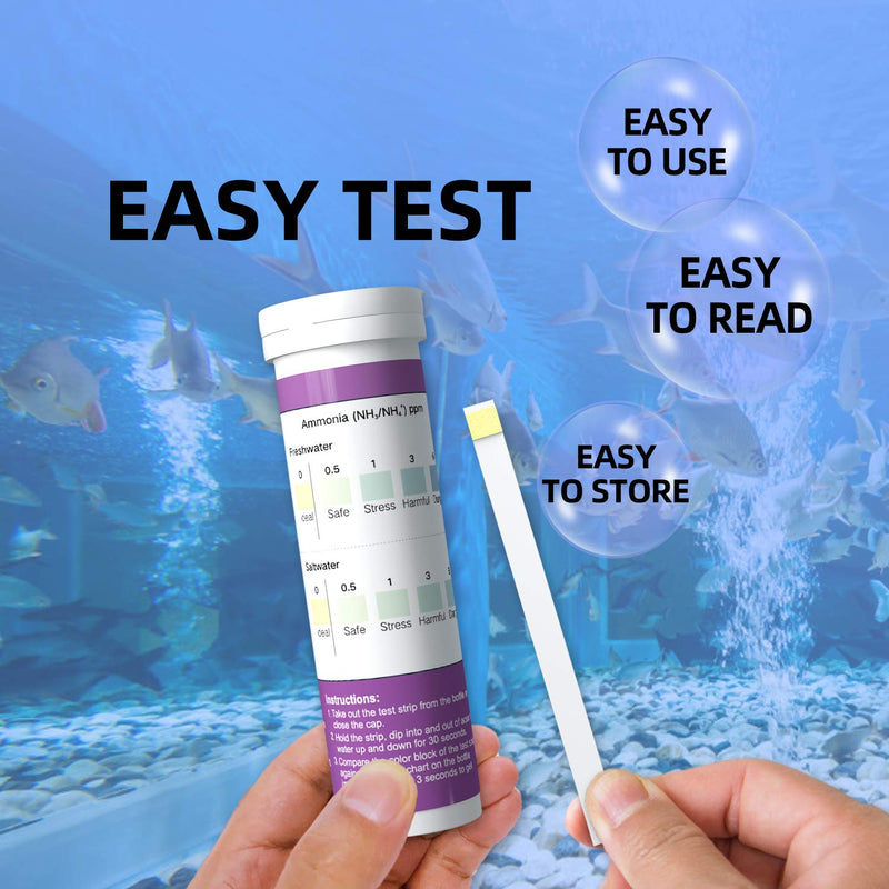 [Australia] - EASYTEST Ammonia Aquarium Test Strips for Freshwater and Saltwater | 50 Count | Accurate and Convenient Monitor Aquarium Water Quality 