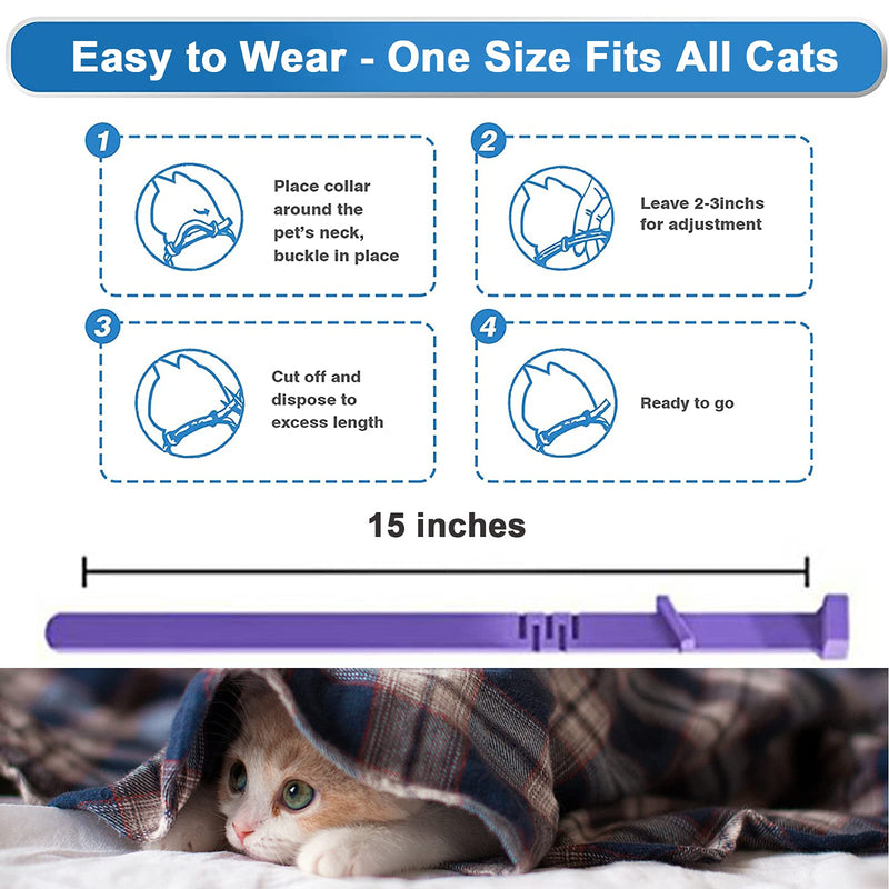 Upgraded 3 Pack Cat Calming Collars, Calming Collar for Cats, Natural Cat Pheromones Calming Collar, Adjustable, Waterproof and Safe, Reduce Anxiety Kitten Collar for Cats - No Lavender Scent - PawsPlanet Australia