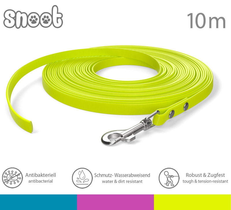 10m drag leash, dog leash, 1 carabiner, neon yellow, extra narrow, dirt and water repellent 10m, for small dogs neon yellow - PawsPlanet Australia