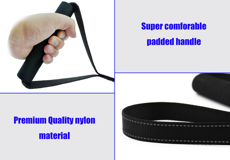 [Australia] - BIG SMILE PAW Dog Leash for 2 Dogs Tangle Free,Dog Leash Reflective with Traffic Handle,Heavy Duty Black 