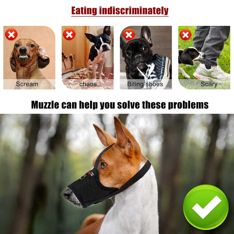 DAIRF Dog Muzzles to Prevent Biting Barking Soft Muzzle for Medium Dogs,Nylon Mesh Dog Muzzle Adjustable Loop Muzzle Anti-Dropping (black, XL) black - PawsPlanet Australia