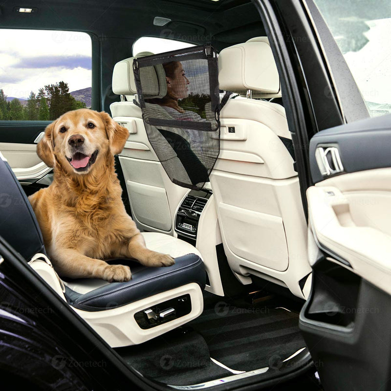 [Australia] - Zone Tech Car Pet Barrier - Premium Quality Super Safe Universal Large Padded Steel with Full Mesh Cover Perfect for Travelling with Pets 