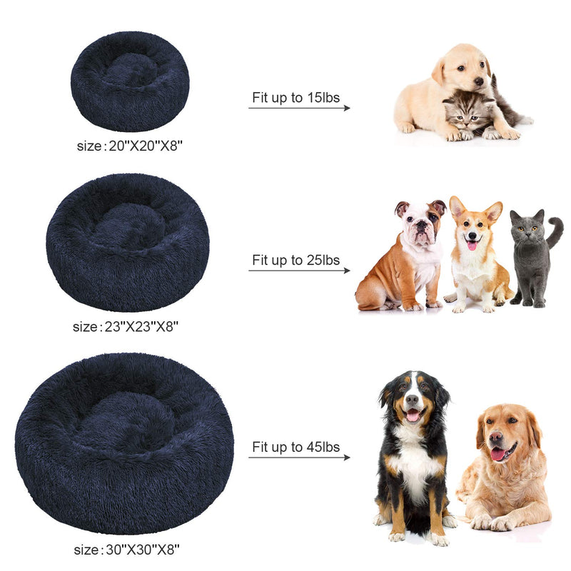 BEDELITE Cat Bed & Dog Bed 20X20 inch for Small Cat & Dog, Calming The Anxiety Cat & Dog, Fluffy Cute Donut Pet Bed in Shag Fur for Indoor Use (Blue) - Fit up to 15 LBs, Machine Washable 20x20 inches Blue - PawsPlanet Australia