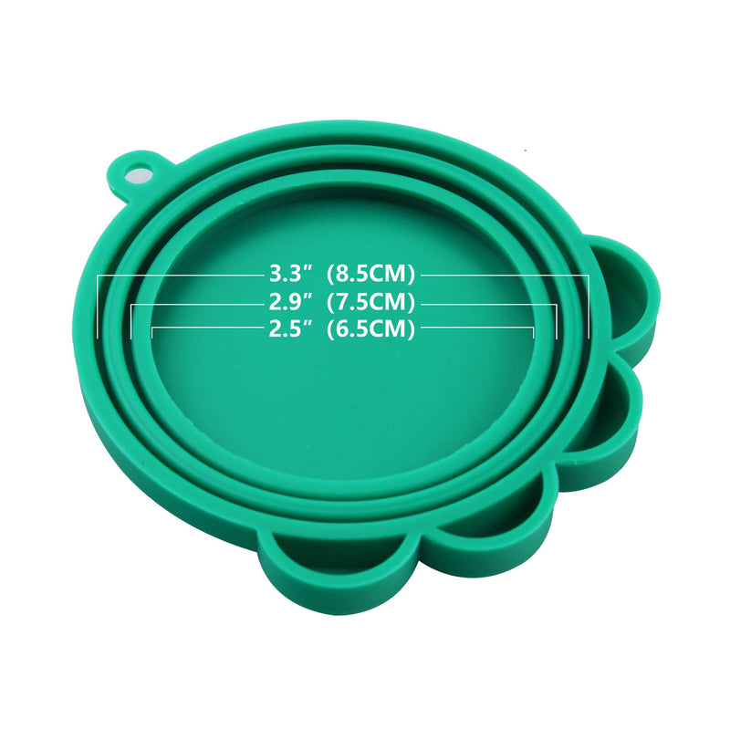 [Australia] - SLSON 3 Pack Pet Food Can Cover Universal Silicone Cat Dog Food Can Lids 1 Fit 3 Standard Size Can Covers,Blue,Green and Orange 