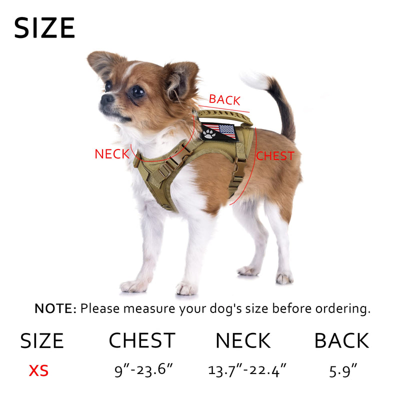 Tactical Small Dog Harness Tactical Puppy Vest with Rubber Handle K9 Military Adjustable Pet Cat Vest Harness for Outdoor Training XS Dog Harness Brown harness - PawsPlanet Australia