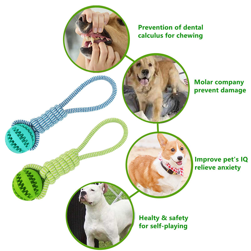 GREMBEB Dog Braided Rope Toy Chew,Puppy Molar Teeth Cleaning Ball,Food Dispensing Tool,Pet Durable Cotton and Rubber Bite Knot Training,Tugging,Chewing,Playing for Small Medium Large Dog (1PCS-Green) 1PCS-Green - PawsPlanet Australia