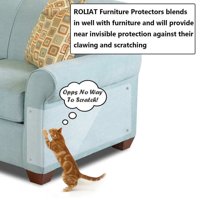 [Australia] - ROLIAT Anti-Scratch Furniture Protectors(Set of 6), Protect Your Furniture from Dog/Cat Claws, Cat Scratch Deterrent Pad, Cat-Proof Couch Guard, Door Shield (6Pcs)Large - 18" L x 8" W’ Clear 