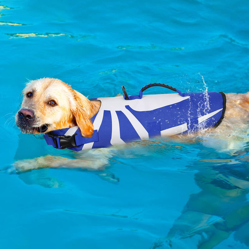 Dog Life Jacket Vest, Dog Floatation Vest Puppy Lifesaver Preserver Swimsuit Swimming Rescue Device Buoyancy Aid for Small Medium and Large Dogs(Blue, S) Blue - PawsPlanet Australia