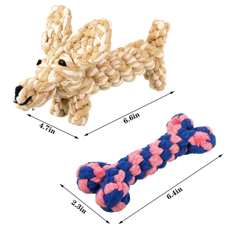 FANTESI 2 Pcs Dog Rope Toys Puppy Chewing Toys, Natural Cotton Rope Toys Teeth Training Cleaning Toys Interactive Toy Gift for Small and Medium Dogs - PawsPlanet Australia