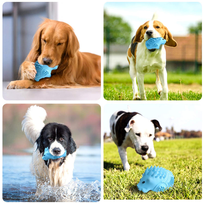 Joytale Dog Toys for Aggressive Chewers Large Breed, Indestructible Dog Chew Toys, Tough Squeaky Rubber Toys for Teeth Cleaning, Blue 5.3"x3.6"x3.6" - PawsPlanet Australia