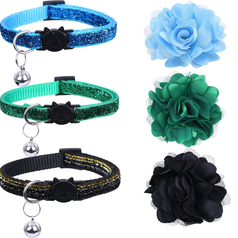 Lamphyface 6 Pack Cat Collar with Bell and Removable Flower Breakaway Adjustable for Cats Kitten - PawsPlanet Australia